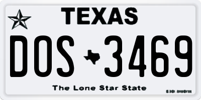 TX license plate DOS3469