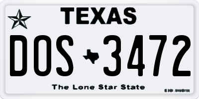 TX license plate DOS3472