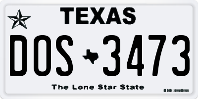 TX license plate DOS3473