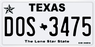 TX license plate DOS3475