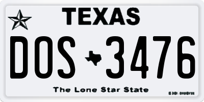 TX license plate DOS3476