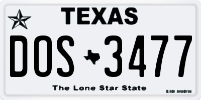 TX license plate DOS3477