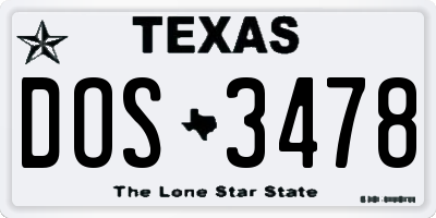 TX license plate DOS3478