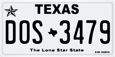 TX license plate DOS3479