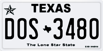 TX license plate DOS3480