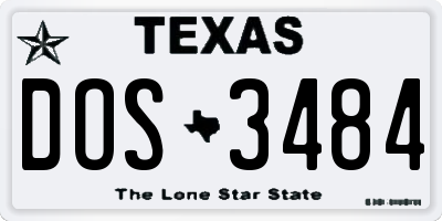 TX license plate DOS3484