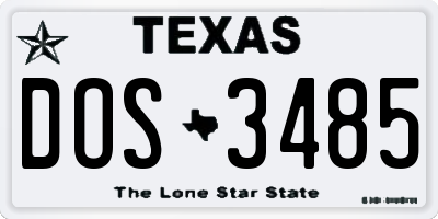 TX license plate DOS3485
