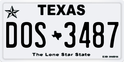 TX license plate DOS3487
