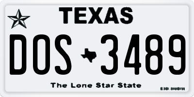 TX license plate DOS3489