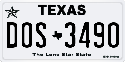 TX license plate DOS3490