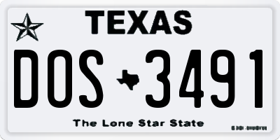 TX license plate DOS3491
