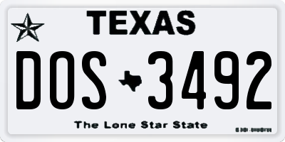 TX license plate DOS3492