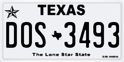 TX license plate DOS3493