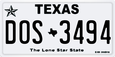 TX license plate DOS3494