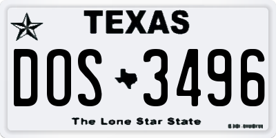 TX license plate DOS3496