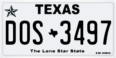 TX license plate DOS3497