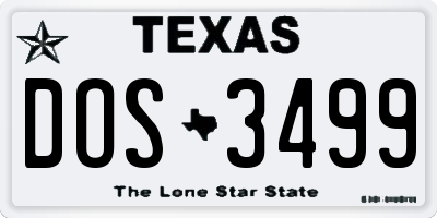 TX license plate DOS3499