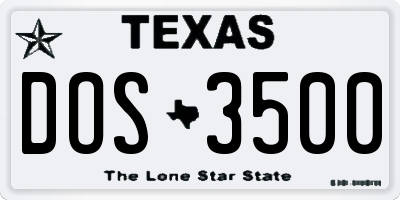 TX license plate DOS3500