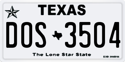 TX license plate DOS3504