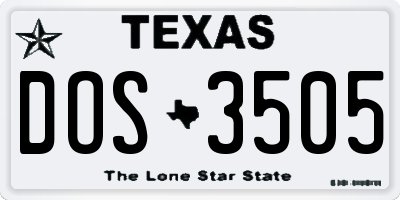 TX license plate DOS3505