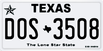 TX license plate DOS3508