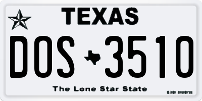 TX license plate DOS3510