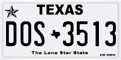 TX license plate DOS3513