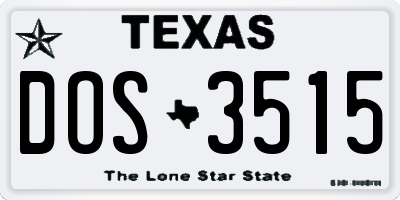 TX license plate DOS3515