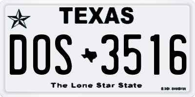 TX license plate DOS3516