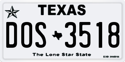 TX license plate DOS3518