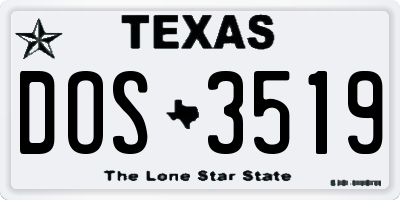 TX license plate DOS3519