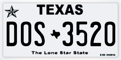 TX license plate DOS3520