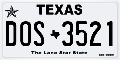 TX license plate DOS3521