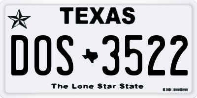 TX license plate DOS3522