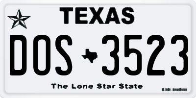 TX license plate DOS3523
