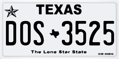 TX license plate DOS3525