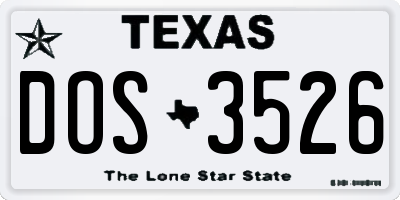 TX license plate DOS3526