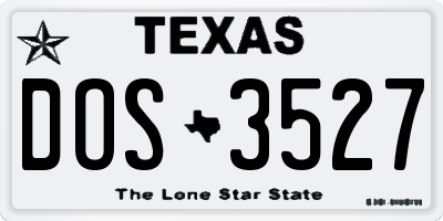 TX license plate DOS3527