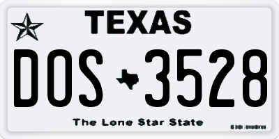 TX license plate DOS3528