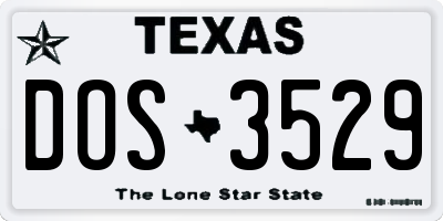 TX license plate DOS3529