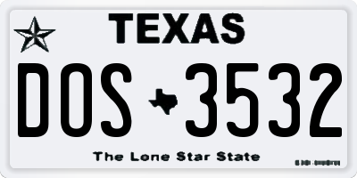 TX license plate DOS3532