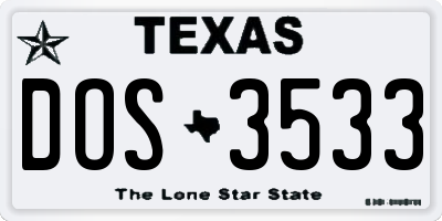 TX license plate DOS3533