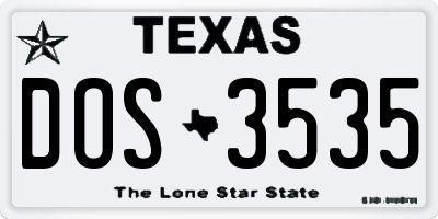 TX license plate DOS3535