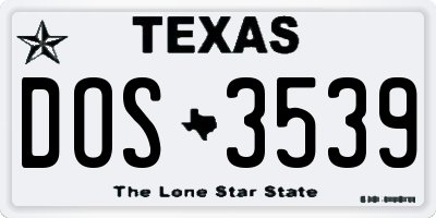 TX license plate DOS3539