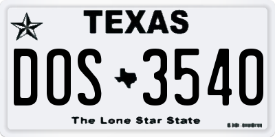 TX license plate DOS3540