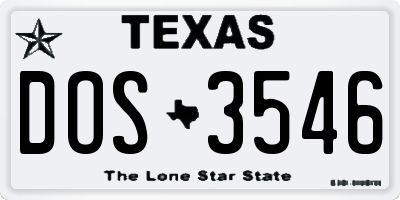 TX license plate DOS3546