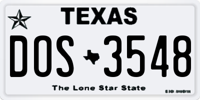 TX license plate DOS3548
