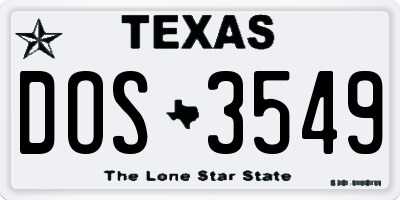 TX license plate DOS3549