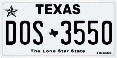 TX license plate DOS3550