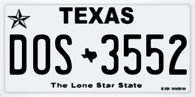 TX license plate DOS3552